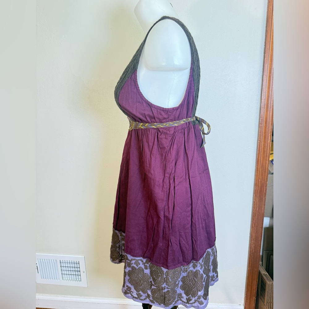 Free People 10 Bead Tie Boho Babydoll Tunic Crochet Indie Hippie Top Dress Large - Picture 2 of 6